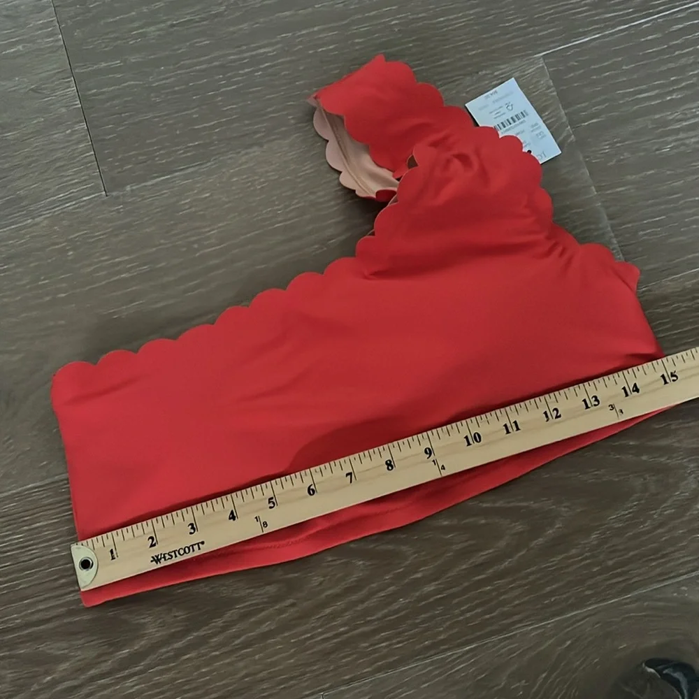 NWT J. Crew Scalloped one-shoulder bikini top in Bohemian Red size large